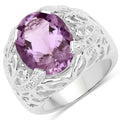 8.24 Carat Genuine Amethyst and White Topaz .925 Sterling Silver Ring
