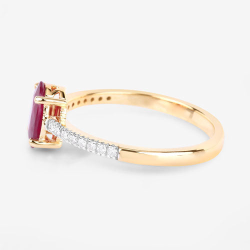 1.43 Carat Genuine Ruby and White Diamond 14K Yellow Gold Ring