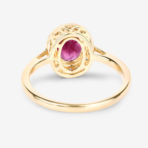 1.83 Carat Genuine Ruby and White Diamond 14K Yellow Gold Ring
