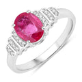 1.52 Carat Genuine Ruby and White Diamond 14K White Gold Ring