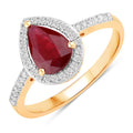 1.25 Carat Genuine Ruby and White Diamond 14K Yellow Gold Ring