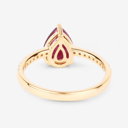 1.68 Carat Genuine Ruby and White Diamond 14K Yellow Gold Ring