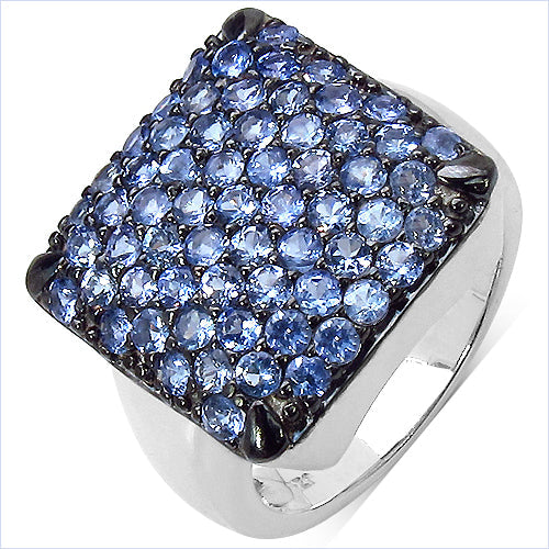 2.21 Carat Genuine Tanzanite .925 Sterling Silver Ring