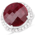 13.10 Carat Dyed Ruby and White Topaz .925 Sterling Silver Ring