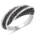 1.25 Carat Genuine Black Diamond & White Diamond .925 Sterling Silver Ring