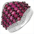 2.76 Carat Genuine Ruby & White Topaz .925 Sterling Silver Ring