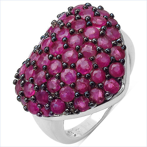 3.53 Carat Genuine Ruby .925 Sterling Silver Ring