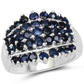2.70 Carat Genuine Blue Sapphire .925 Sterling Silver Ring