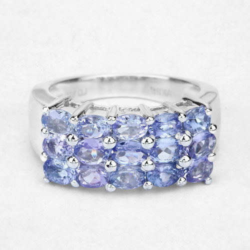 2.55 Carat Genuine Tanzanite .925 Sterling Silver Ring