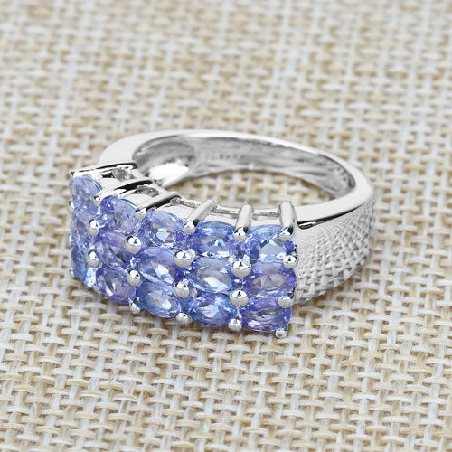 2.55 Carat Genuine Tanzanite .925 Sterling Silver Ring