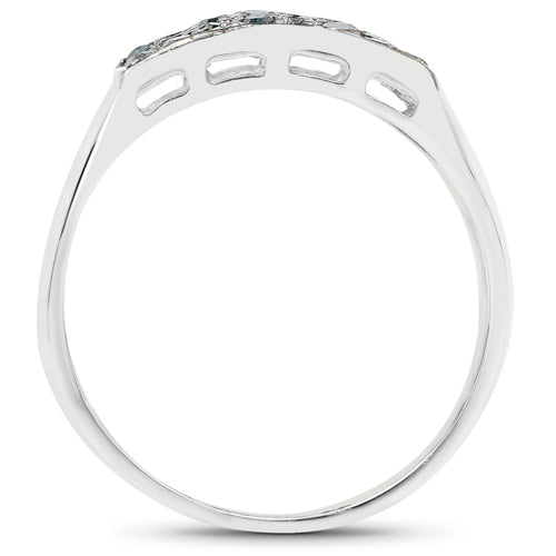 0.48 Carat Genuine Blue Diamond .925 Sterling Silver Ring