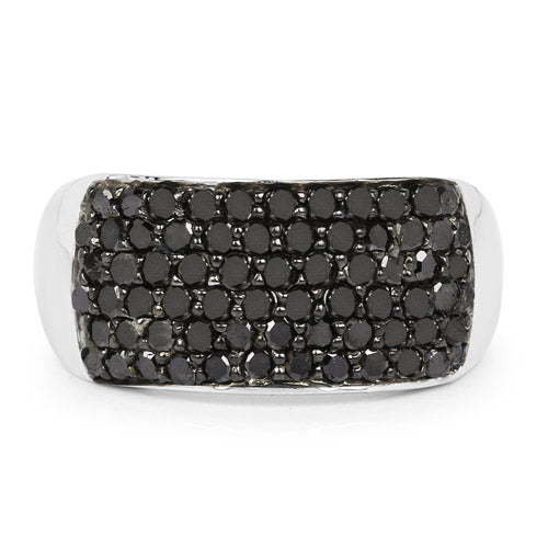 1.21 Carat Genuine Black Diamond .925 Sterling Silver Ring
