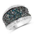 1.38 Carat Genuine Blue Diamond and White Diamond .925 Sterling Silver Ring
