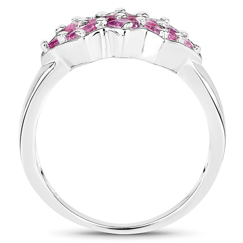 1.20 Carat Genuine Pink Sapphire .925 Sterling Silver Ring