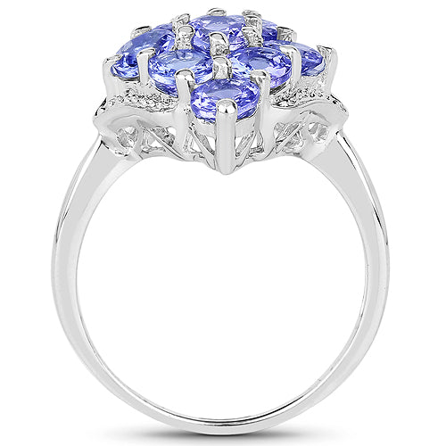 2.07 Carat Genuine Tanzanite .925 Sterling Silver Ring