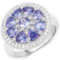 2.26 Carat Genuine Tanzanite and White Topaz .925 Sterling Silver Ring