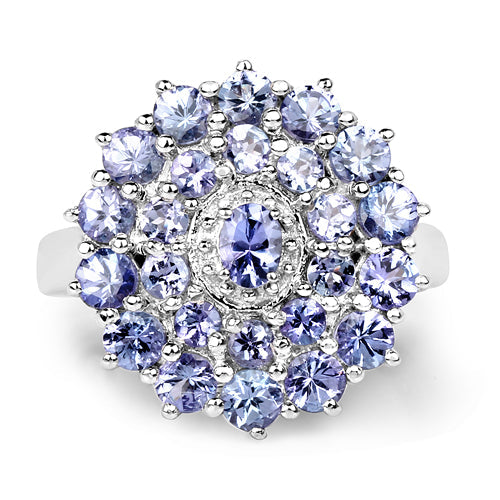 2.27 Carat Genuine Tanzanite .925 Sterling Silver Ring