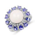 4.25 Carat Genuine Opal, Tanzanite & White Topaz .925 Sterling Silver Ring
