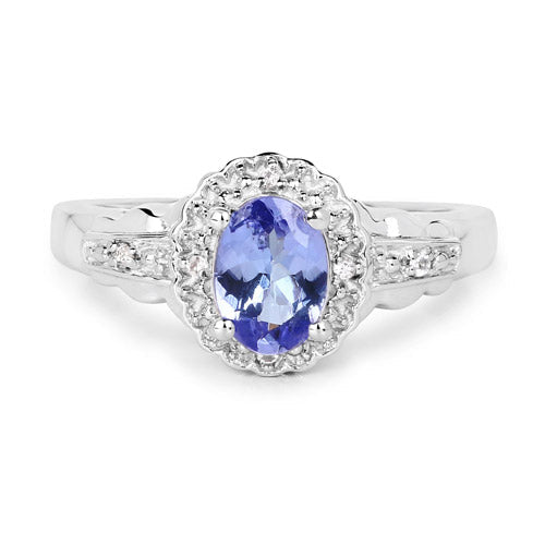 2.46 Carat Genuine Tanzanite and White Topaz .925 Sterling Silver 3 Piece Jewelry Set (Ring, Earrings, and Pendant w/ Chain)