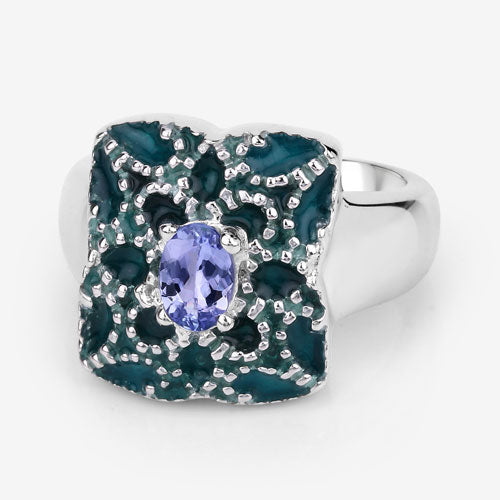 0.44 Carat Genuine Tanzanite .925 Sterling Silver Ring