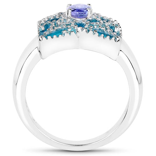 0.44 Carat Genuine Tanzanite .925 Sterling Silver Ring
