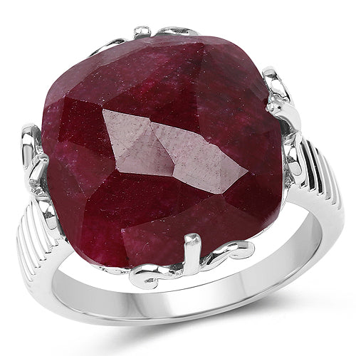 13.65 Carat Dyed Ruby .925 Sterling Silver Ring