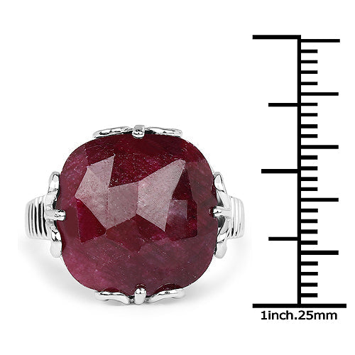 13.65 Carat Dyed Ruby .925 Sterling Silver Ring