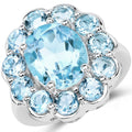 8.67 Carat Genuine Blue Topaz .925 Sterling Silver Ring