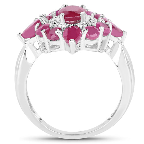 3.04 Carat Glass Filled Ruby .925 Sterling Silver Ring