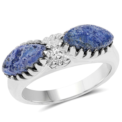 2.28 Carat Genuine Lapis Lazuli .925 Sterling Silver Ring