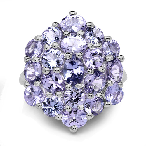 5.28 Carat Genuine Tanzanite .925 Sterling Silver Ring