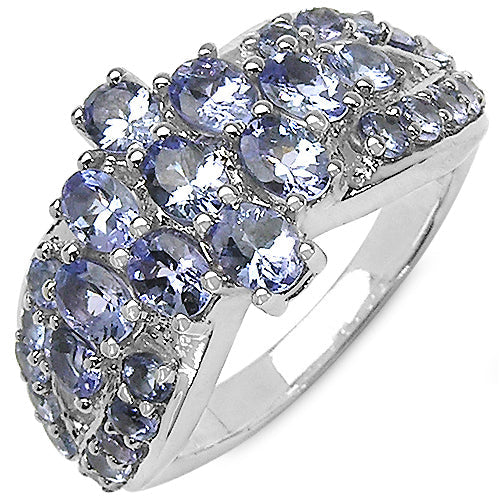 2.43 Carat Genuine Tanzanite .925 Sterling Silver Ring