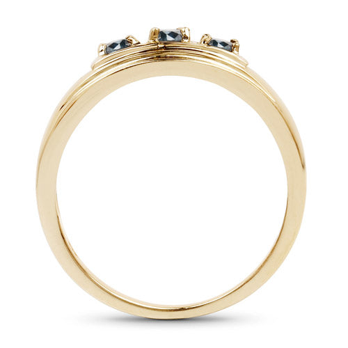 14K Yellow Gold Plated 0.33 Carat Genuine Blue Diamond .925 Sterling Silver Ring