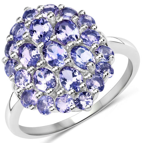 2.31 Carat Genuine Tanzanite .925 Sterling Silver Ring