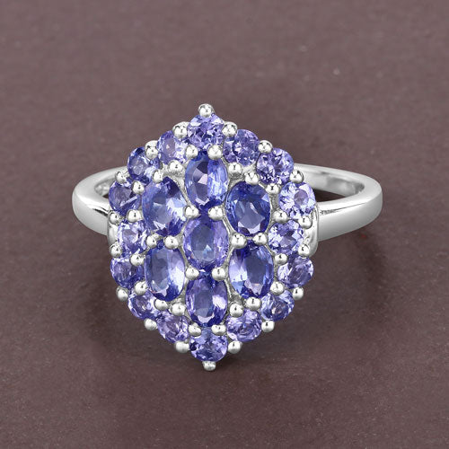 2.31 Carat Genuine Tanzanite .925 Sterling Silver Ring