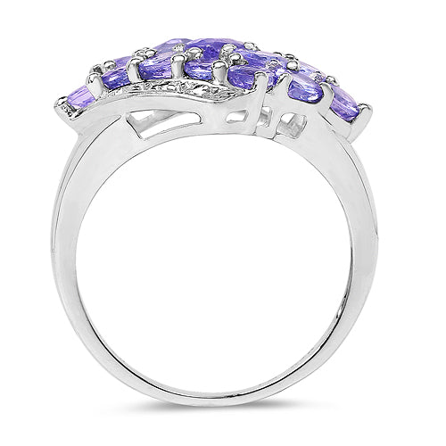 1.85 Carat Genuine Tanzanite .925 Sterling Silver Ring