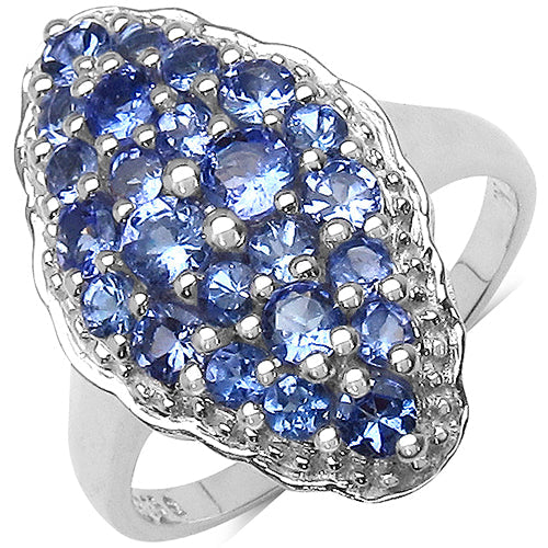 1.25 Carat Genuine Tanzanite .925 Sterling Silver Ring