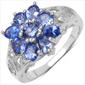 1.65 Carat Genuine Tanzanite .925 Sterling Silver Ring