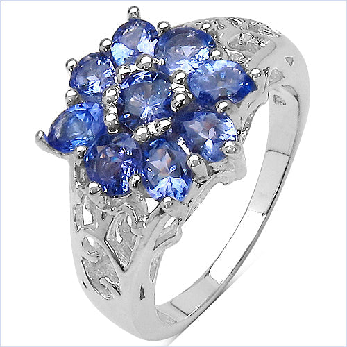 1.65 Carat Genuine Tanzanite .925 Sterling Silver Ring