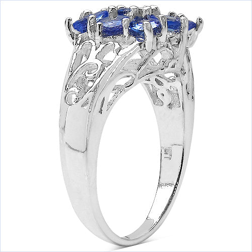 1.65 Carat Genuine Tanzanite .925 Sterling Silver Ring