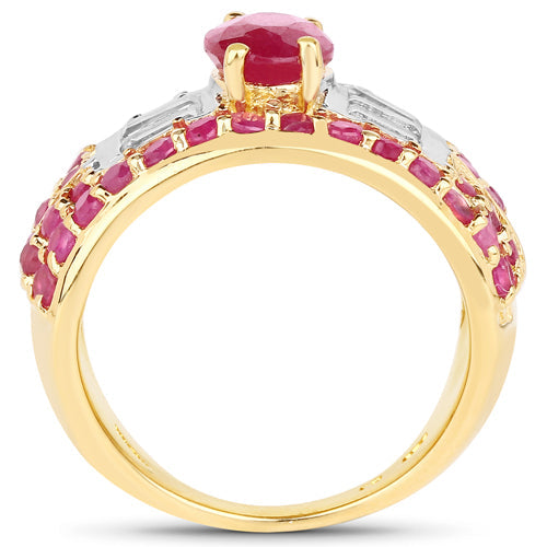 4.23 Carat Glass Filled Ruby and White Topaz .925 Sterling Silver Ring
