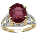 14K Yellow Gold Plated 4.00 Carat Genuine Ruby .925 Sterling Silver Ring