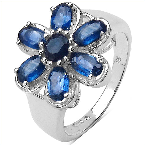 2.43 Carat Genuine Blue Sapphire .925 Sterling Silver Ring