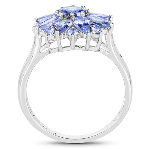 2.43 Carat Genuine Tanzanite .925 Sterling Silver Ring