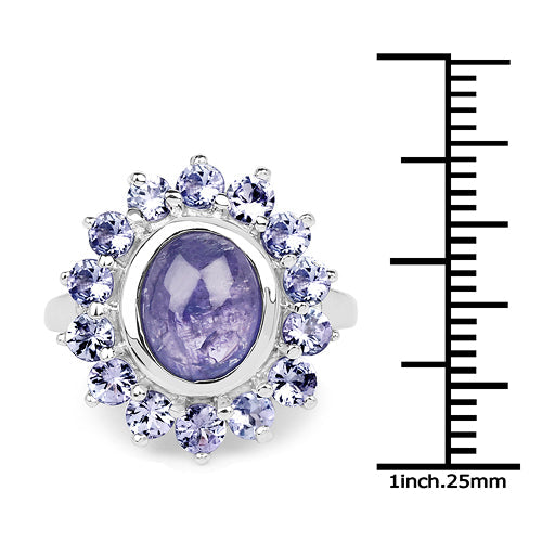 3.76 Carat Genuine Tanzanite .925 Sterling Silver Ring