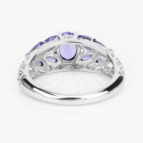1.63 Carat Genuine Tanzanite .925 Sterling Silver Ring