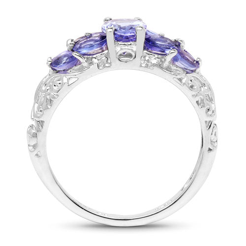 1.63 Carat Genuine Tanzanite .925 Sterling Silver Ring