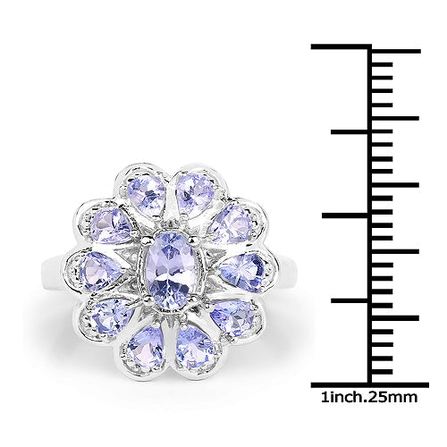 1.84 Carat Genuine Tanzanite .925 Sterling Silver Ring