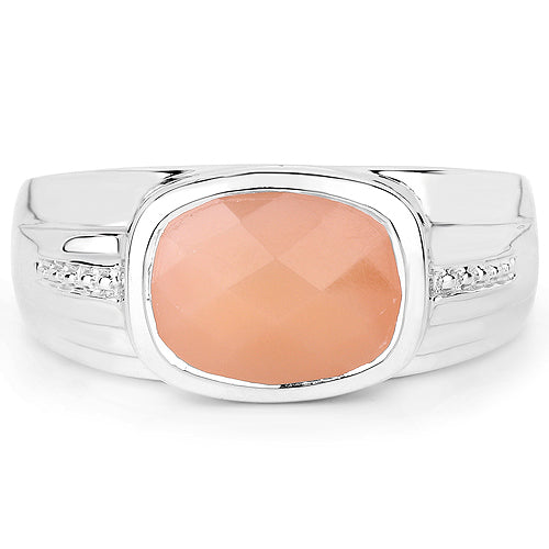 2.60 Carat Genuine Peach Moonstone .925 Sterling Silver Ring