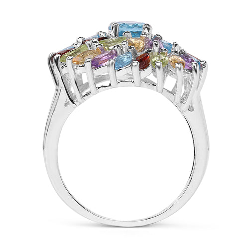 3.70 Carat Genuine Multi Stone .925 Sterling Silver Ring